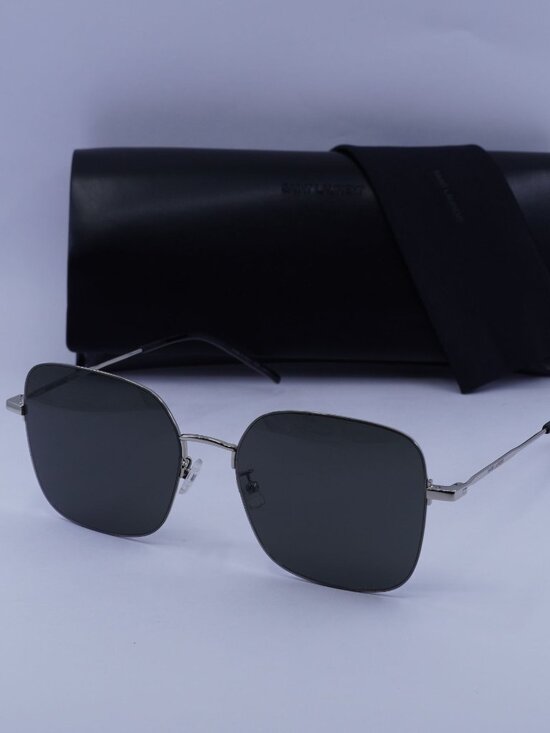 Saint Laurent SL410 WIRE 004 Square Sunglasses - Silver / Grey main image 7